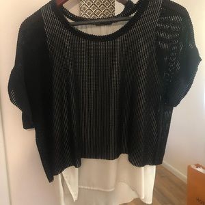 Zara black and white two layer top